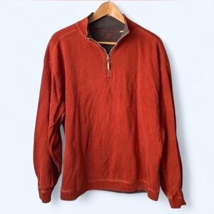 TOMMY BAHAMA REVERSIBLE QUARTER ZIP LONG SLEEVE SWEATER